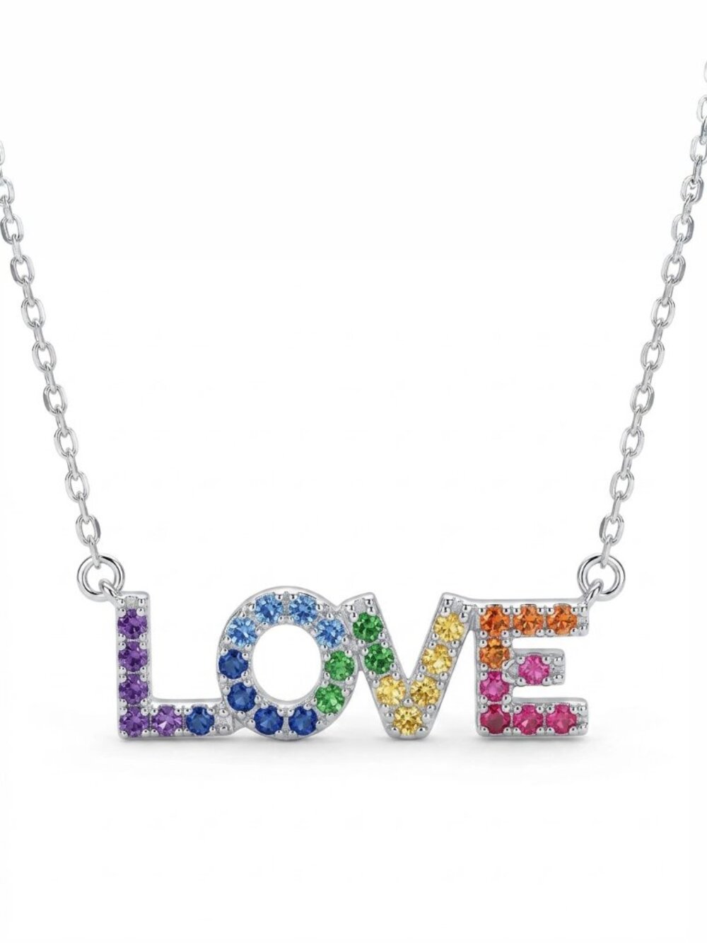 LOVE multicolor Gemstone Necklace, Charmed Aroma Rainbow Collection Pride